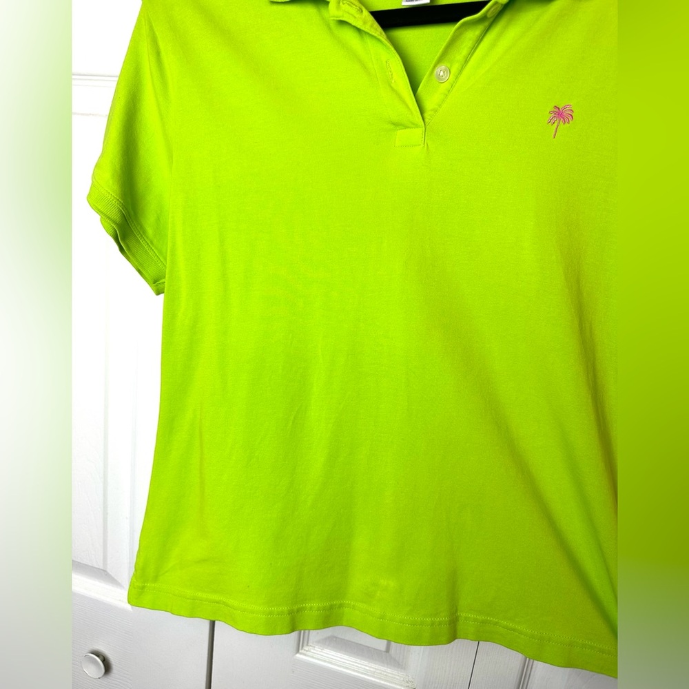 2 LILLY PULITZER Y2K Vintage Polo Shirts Blue Green Blouse Top Preppy Golf Knits - Picture 6 of 11